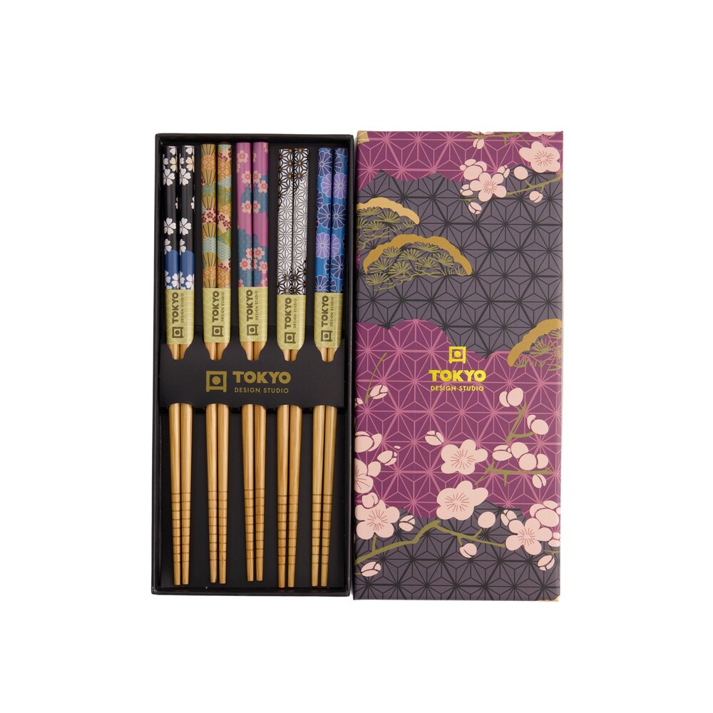 Spisepinde gavesæt, Flowers - 5 par